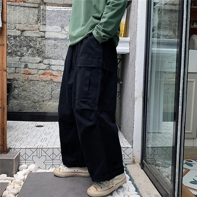 Streetwear Khaki Cargo Pants Women Korean Fashion Hippie Black - Etsy