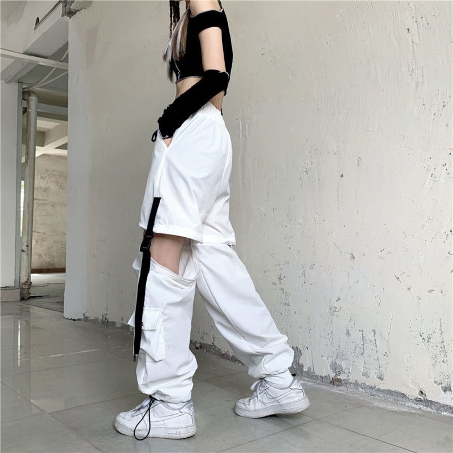 White Streetwear Cargo Pants Women Y2k Harajuku Loose | Etsy