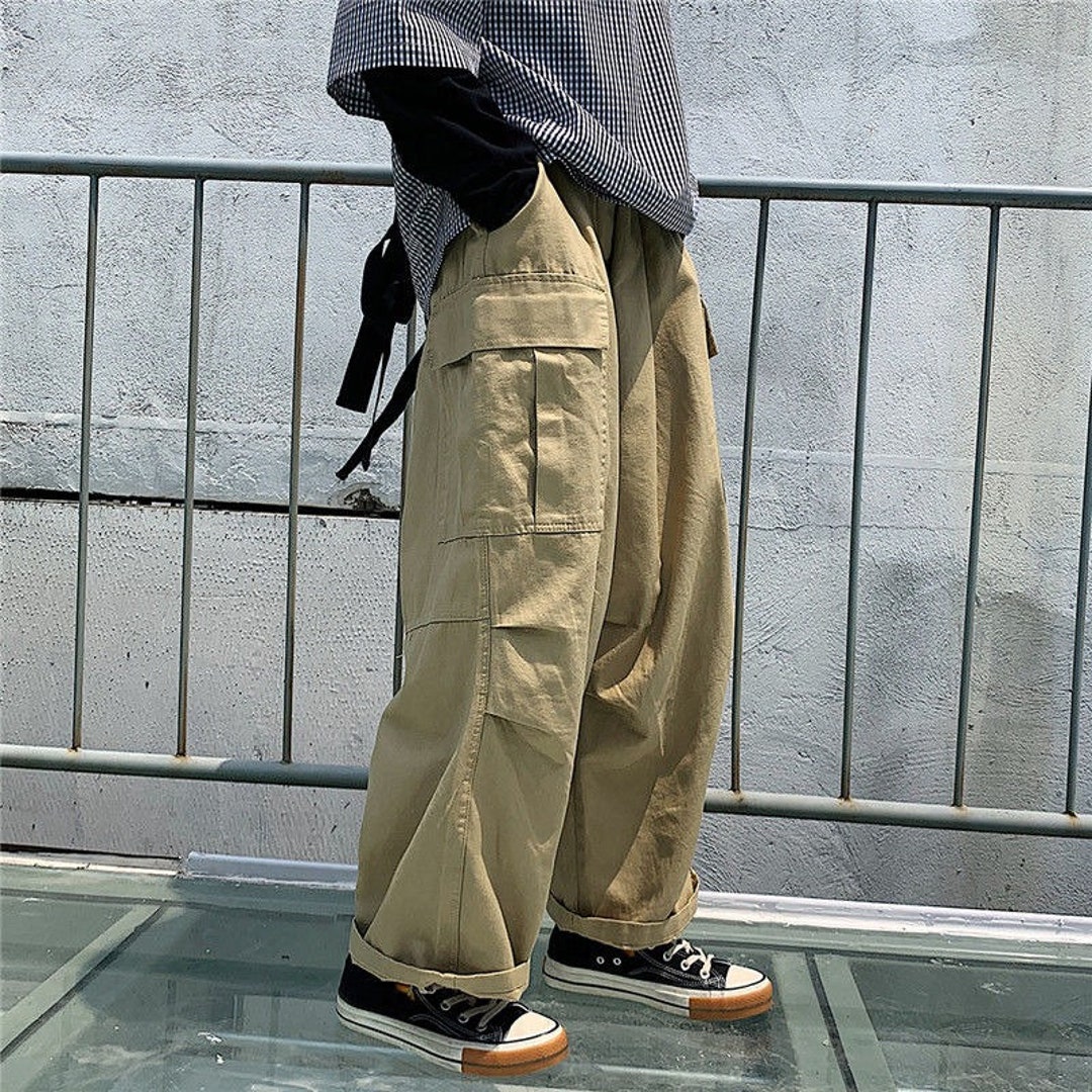 Streetwear Khaki Cargo Pants Women Korean Fashion Hippie Black
