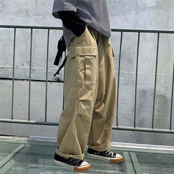 Streetwear Khaki Cargo Pants Women Korean Fashion Hippie Black Wide Leg  Trousers for Female Kpop Oversize Joggers 