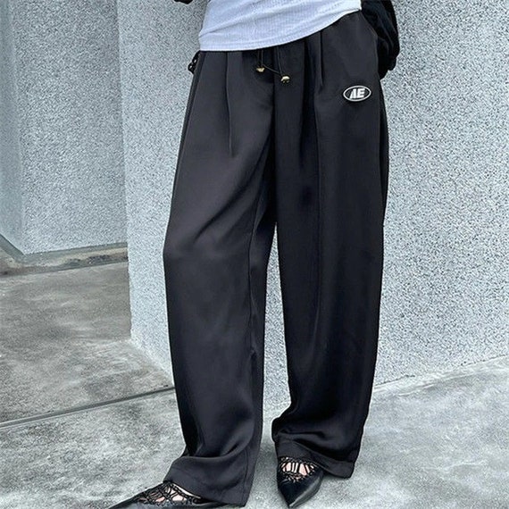 Fongt White Sweatpants Joggers Women Wide Leg Baggy Pants Harajuku Korean  Style Black Trousers Female Jogging Casual Oversized Black-M