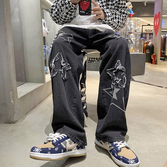 Star Graffiti Jeans Women Hip Hop Streetwear Denim Pants Jeans