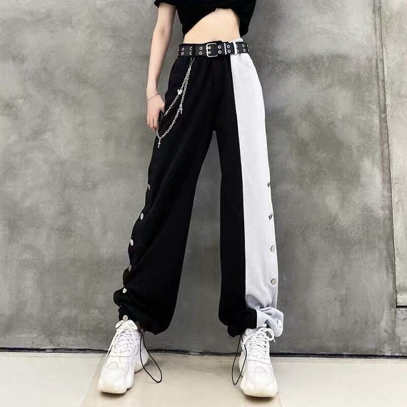 Hip Hop Wide Leg Pants Autumn Winter Fashion 2021 Streetwear Stripe Trousers  Women Plus Size High Waist Casual Pants 