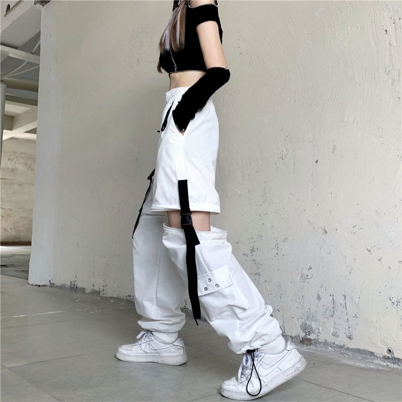 White Streetwear Cargo Pants Women Y2k Harajuku Loose | Etsy