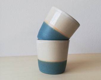 Unique ceramic turquoise set of mugs for two