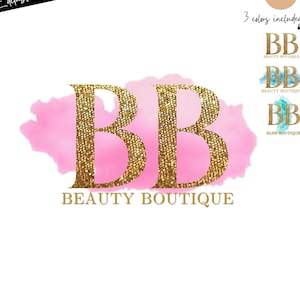 Pink Gold Watercolor Logo, Signature Logo, Beauty Logo, Interior Designer Logo, Nails Logo, Smoke Logo, Lash Logo, Brow Logo