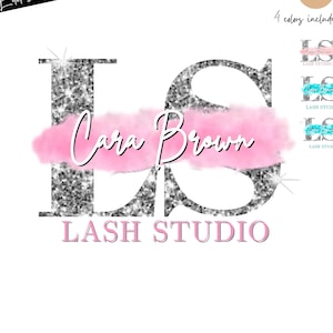 Pink Silver Watercolor Logo, Signature Logo, Beauty Logo, Interior Designer Logo, Nails Logo, Smoke Logo, Lash Logo, Brow Logo
