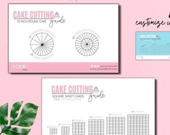 Printable Cake Cutting Guides, Editable Wedding Cakes Cutting Guides Template, INSTANT Round & Square Cake Serving Instructions, Cake Guide