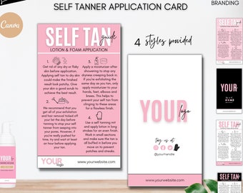 Self Tanner Instruction Cards | Self Tan Application Guide | Sunless Tanning Card| Self Tan Foam Guide | Self Tanner Lotion Application Card