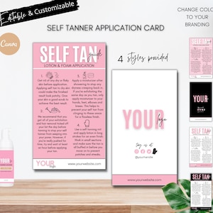 Self Tanner Instruction Cards | Self Tan Application Guide | Sunless Tanning Card| Self Tan Foam Guide | Self Tanner Lotion Application Card