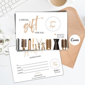 Gift Certificate Template, Salon Gift Card Template, Gift Voucher Template, Hair Dresser Gift Certificate, Hair Stylist Gift Card, Printable
