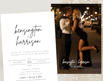 Minimalist Wedding Invitation Template, Photo Wedding Invitation, Editable Wedding Invitation, Modern Wedding Invite With Picture DIY, easy