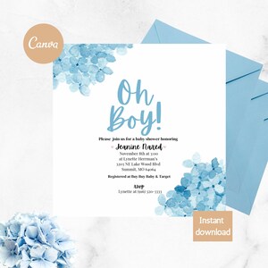 Oh boy editable baby shower invitation,oh boy baby shower invite,baby shower invite,blue baby invitation, boy shower invitation,blue shower
