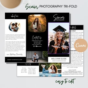 Senior Photography Trifold Brochure Template: Canva Editable (Instant Download)