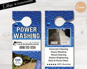 Pressure Washing Door Hanger Template: Customizable Exterior Cleaning Flyer (Canva)