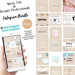 Instagram Post Template, Instagram Templates für Beauty, Canva, Social Media Templates, Beauty Template, Spray Tan, Kosmetikerin, tan,neutral