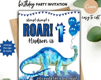 Editable Dinosaur Birthday Invitation Dino Party Editable Template Invite Instant Digital Download Canva Jurassic 1st Birthday 2nd 4th 5th
