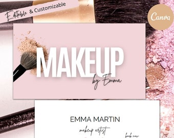 DIY Business Card, Business Card, Makeup Artist Business Card, Makeup Artist, Beauty Business Card, QR Business Card, Esthetician, Pink,