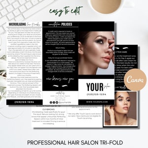 Microblading Brochure, Mircroblading Eyebrows Trifold, Printable Permenant Makeup Pamphlet, Editable Salon Brochure, DIY Business Brochure