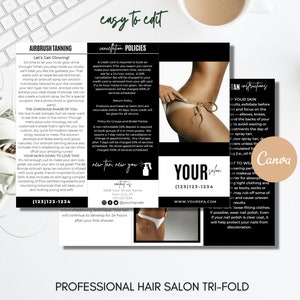 Spray Tan Brochure, Spray Tanning Trifold, Printable Airbrush Spray Tan Pamphlet, Editable Salon Brochure, DIY Business Brochure,