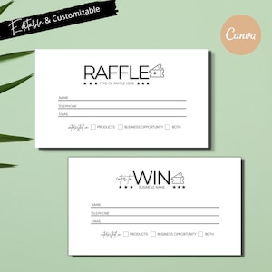 Modèle de billet de tombola modifiable, entrez pour gagner le modèle, jeton de tombola d'entreprise, carte d'entrée de tirage au sort imprimable, conception minimaliste