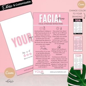 Facial Aftercare Card: Esthetician Salon Template (Canva Editable)