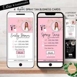 Digital Business Card Canva Template | Spray Tan Technician Business Card | Digital Spray Tan Card| Modern Business Card| Lash Business Card