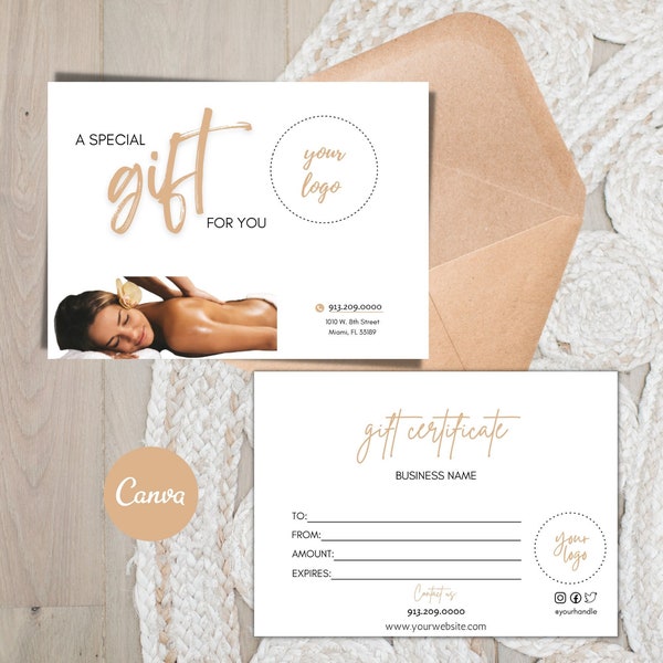 Gift Certificate Template, Spa Gift Card Template, Gift Voucher Template, Massage Therapist Gift Certificate, Massage Gift Card, Printable