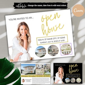 Makelaar Open Huis, Vastgoed Marketing, Vastgoed Briefkaart, Makelaar Briefkaart, Vastgoed Mailer, Open Huis Makelaar Postkaart, Canva