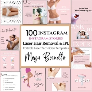 100  Instagram Stories Laser Hair Removal Instagram Posts, Laser Technician, IPL Laser, Hair Removal Templates, Hair Removal Social Media