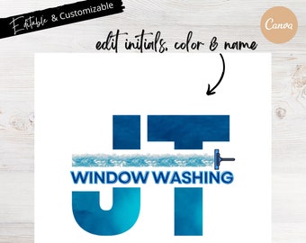 Window Washing Company Logo Design: Editable Business Branding (Canva)