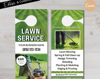 Lawn Service Door Hanger Template: Customizable Marketing Flyer (Canva)