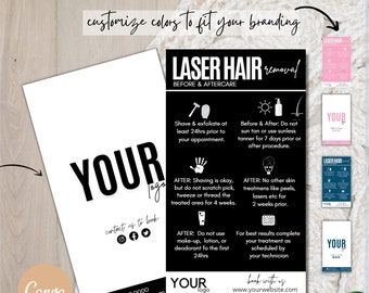 Laser Hair Removal Care Card Template, IPL Hair Removal Aftercare Template, Printable Hair Removal Care Guide, Editable Laser Hair Removal