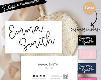 Business Card Template, Minimalist Business Cards, Chic Business Card, Calligraphy, Editable Business Card, Printable Business Card Template