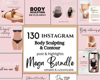 Body Sculpting Social Media-sjabloon, bewerkbare Body Contouring-sjabloon, Body Sculpting Instagram-sjablonen, Body Contour Instagram-citaten