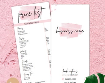 Editable Price List Template, Custom Menu Design, Printable Price Sheet, Salon Price List, Beauty Price List, DIY Price Guide, esthetician