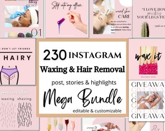 230 Waxing & Hair Removal Instagram Posts: Social Media Templates