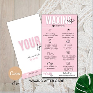 Waxing Care Card Template, Instant Hair Removal Aftercare Template, Printable Hair Wax Care Guide, Editable Waxing Instructions, Esthetician