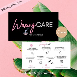 Waxing Care Card Template, Instant Hair Removal Aftercare Template, Printable Hair Wax Care Guide, Editable Waxing Instructions, Esthetician