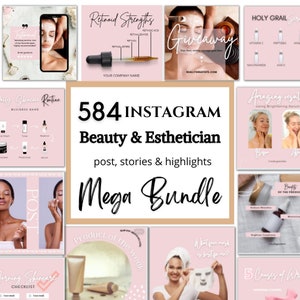 584 Esthetician and Beauty Social Media | Esthetician Social Media | Instagram Post Stories | Esthetician Template | Skincare Templates |