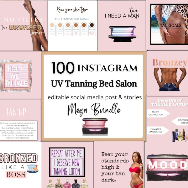 Modèles de lit de bronzage Instagram, modèles Instagram pour le bronzage UV, modèles de médias sociaux de salon de bronzage, médias sociaux Sun Bed Salon