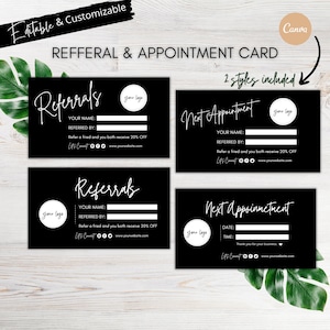 Appointment and Referral Card, Editable Appointment Card, Printable Customer Referral Card, Business Appointments,  Bussiness Referrals, DIY