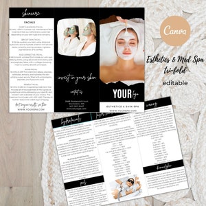 Esthetics Med Spa Brochure, Med Spa Trifold, Printable Estthetician Pamphlet, Editable Beauty Spa Brochure, Spa printable brochure, Day Spa