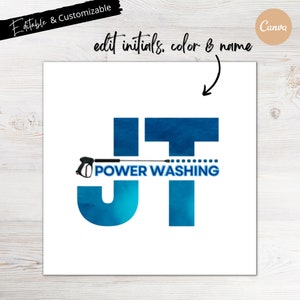 Power Washing Logo Design: Editable Business Branding (Canva Template)