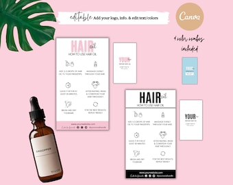 Editable Hair Oil Care Card: DIY Hot Oil Treatment Instructions
