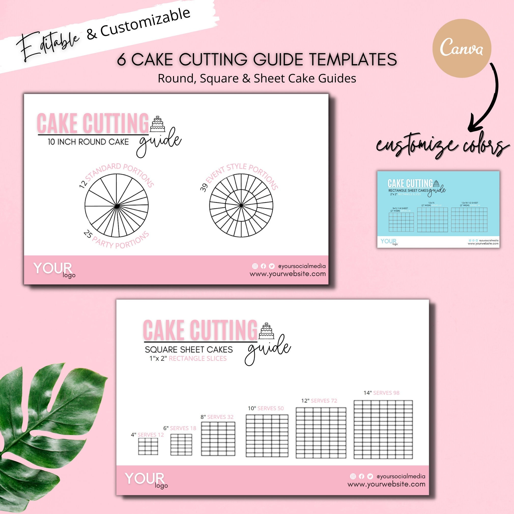 Printable Cake Cutting Guides Editable Wedding Cakes Cutting Etsy