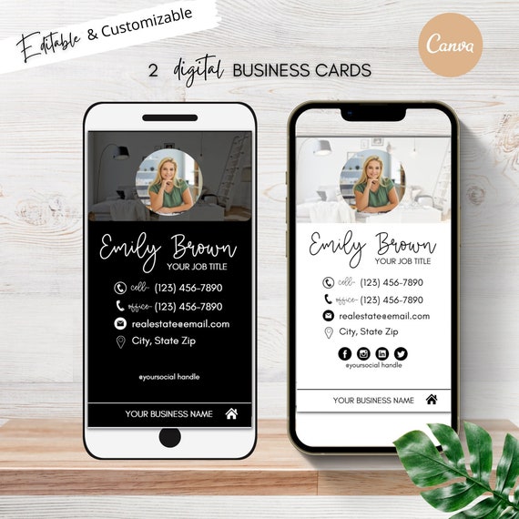 Digital Business Card Canva Template Digital Business Card Etsy