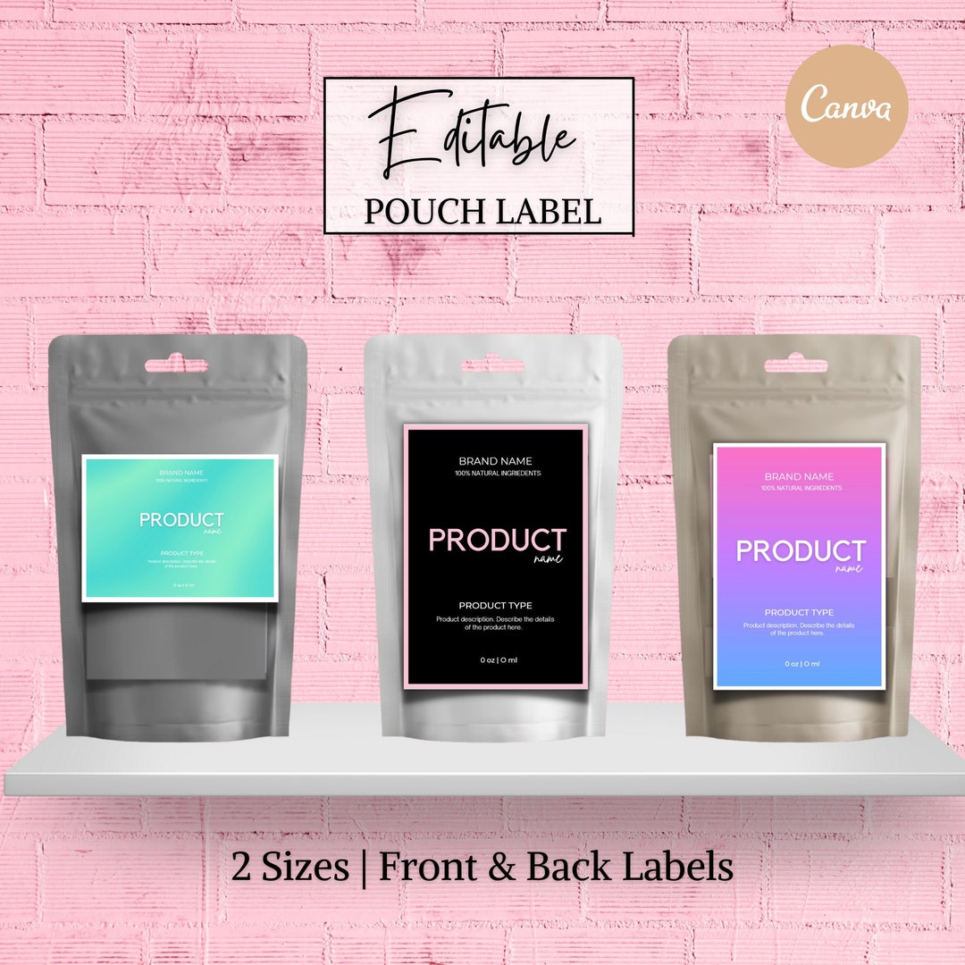 Editable Stand up Pouch Label, DIY Doypack, Yoni Label, Tea Label