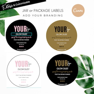 Product Label Template | Editable Jar Label| Spray Tan Drying Powder | Pre-Made Template | Product Label| Spray Tan Artist | Esthetician