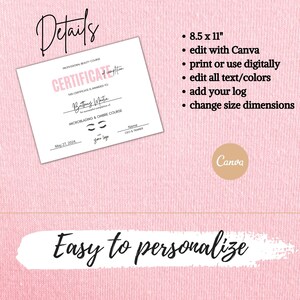 DIY Certificate of Completion Template, Printable Brow Course Certificate, Microblading Template ...